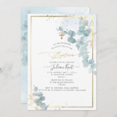 PixDezines H2 Eucalyptus Baptism Uitnodiging (Voorkant / Achterkant)