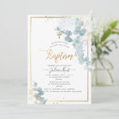 PixDezines H2 Eucalyptus Baptism Uitnodiging (Staand voorkant)