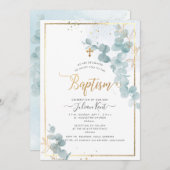 PixDezines H2 Eucalyptus Baptism Uitnodiging (Voorkant / Achterkant)