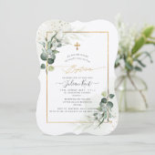 PixDezines H2 Eucalyptus Baptisme Kaart (Staand voorkant)