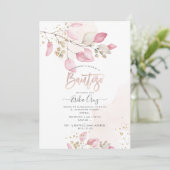PixDezines H2 Eucalyptus Bautizo Invitation Kaart (Staand voorkant)