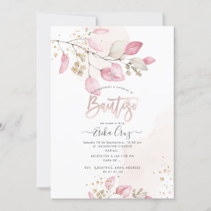 PixDezines H2 Eucalyptus Bautizo Invitation Kaart