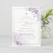 PixDezines H2 Eucalyptus Bautizo Invitation Kaart (Staand voorkant)