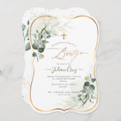 PixDezines H2 Eucalyptus Bautizo Invitation Kaart (Voorkant / Achterkant)