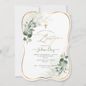 PixDezines H2 Eucalyptus Bautizo Invitation Kaart (Voorkant)