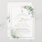 PixDezines H2 Eucalyptus Bautizo Invitation Kaart (Voorkant / Achterkant)