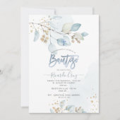 PixDezines H2 Eucalyptus Bautizo Invitation Kaart (Voorkant)