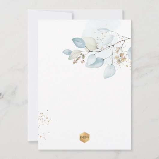 PixDezines H2 Eucalyptus Bautizo Invitation Kaart (Achterkant)