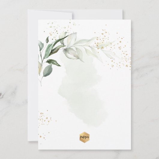 PixDezines H2 Eucalyptus Bautizo Invitation Kaart (Achterkant)