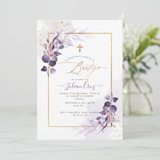 PixDezines H2 Eucalyptus Bautizo Kaart (Staand voorkant)