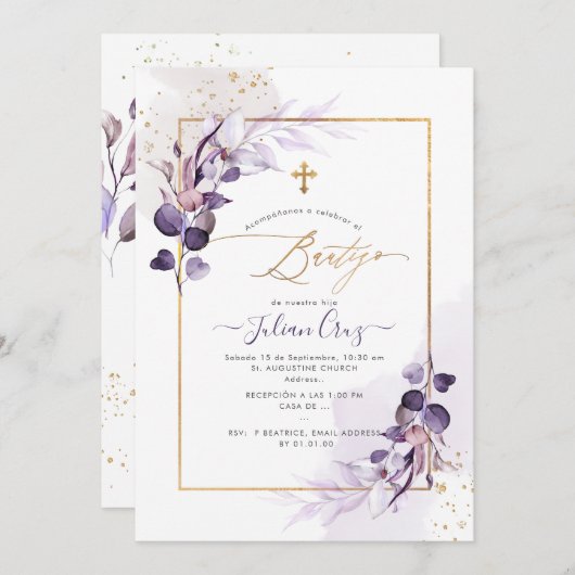 PixDezines H2 Eucalyptus Bautizo Kaart (Voorkant / Achterkant)