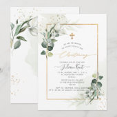 PixDezines H2 Eucalyptus Christening Kaart (Voorkant / Achterkant)