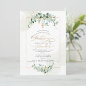 PixDezines H2 Eucalyptus Christening Uitnodiging (Staand voorkant)