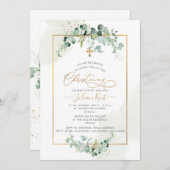 PixDezines H2 Eucalyptus Christening Uitnodiging (Voorkant / Achterkant)