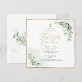 PixDezines H2 Eucalyptus First Heilige Communie Kaart (Voorkant / Achterkant)