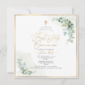 PixDezines H2 Eucalyptus First Heilige Communie Kaart (Voorkant)