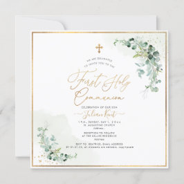 PixDezines H2 Eucalyptus First Heilige Communie Kaart