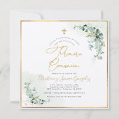 PixDezines H2 Eucalyptus Primera Comunion Kaart (Voorkant)
