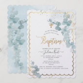 PixDezines H2 Eucalyptusdodend Baptismed Invitatie Kaart (Voorkant / Achterkant)