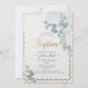 PixDezines H2 Eucalyptusdodend Baptismed Invitatie Kaart