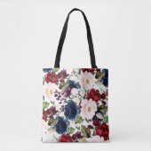 PixDezines H2 Flowers Blush Burgundy Navy Tote Bag (Voorkant)