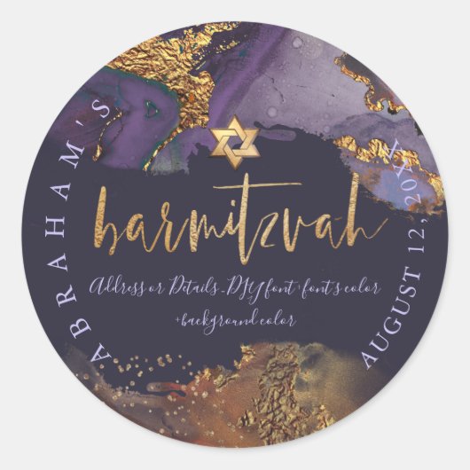 PixDezines H2 Galaxy Modern Abstracte Bar Mitzvah Ronde Sticker (Voorkant)