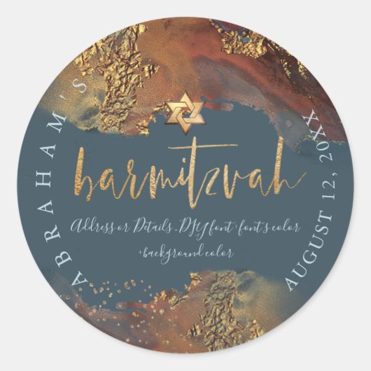 PixDezines H2 Galaxy Modern Abstracte Bar Mitzvah Ronde Sticker (Voorkant)