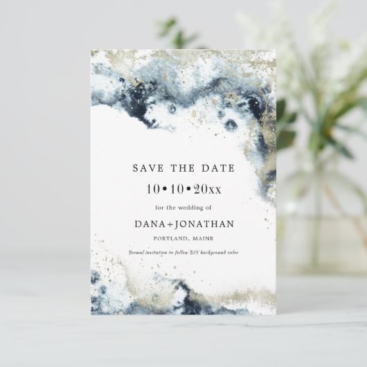 PixDezines H2 Golven Metallic Schuim sparen de Dat Save The Date (Staand voorkant)