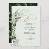 PixDezines H2 Green Gold Eucalyptus Vrijgezellenfe Kaart (Voorkant / Achterkant)