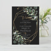 PixDezines H2 Green Gold Eucalyptus Wedding Kaart (Staand voorkant)