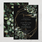 PixDezines H2 Green Gold Eucalyptus Wedding Kaart (Voorkant / Achterkant)