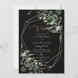 PixDezines H2 Green Gold Eucalyptus Wedding Kaart
