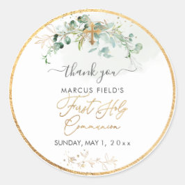 PixDezines H2 Greenery Eucalyptus Heilige Communie Ronde Sticker