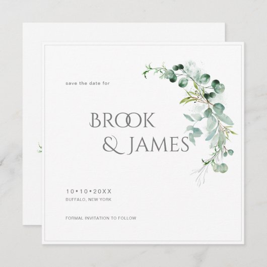 PixDezines H2 Greenery Eucalyptus Save the Date (Voorkant / Achterkant)