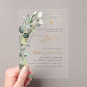 PixDezines H2 Greenery Gum Foliage Bautizo Acryl Uitnodigingen (Insitu (Draagbaar))