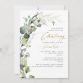 PixDezines H2 Greenery Gum Foliage Christening Inv Kaart (Voorkant)