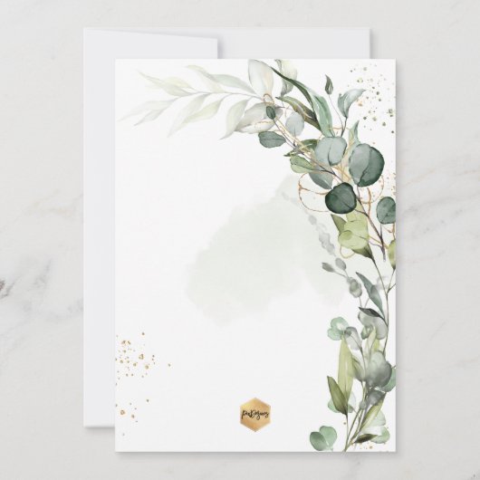 PixDezines H2 Greenery Gum Foliage Christening Inv Kaart (Achterkant)