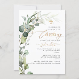 PixDezines H2 Greenery Gum Foliage Christening Inv Kaart
