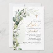 PixDezines H2 Greenery Gum Foliage First Baptisme Kaart (Voorkant)