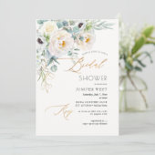 PixDezines H2 Groen Goud Eucalyptus Bruidsdouche Kaart (Staand voorkant)