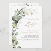 PixDezines H2 Groene Groene Gebladerte Bautizo Kaart (Voorkant / Achterkant)