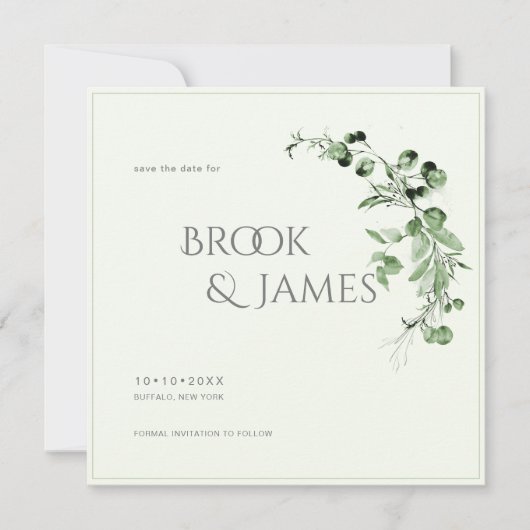 PixDezines H2 Groene planten Eucalyptus Save The D Date (Voorkant)