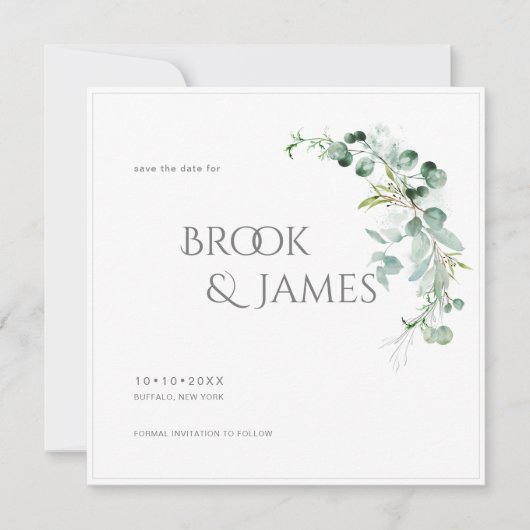 PixDezines H2 Groenery Eucalyptus Save The Date (Voorkant)