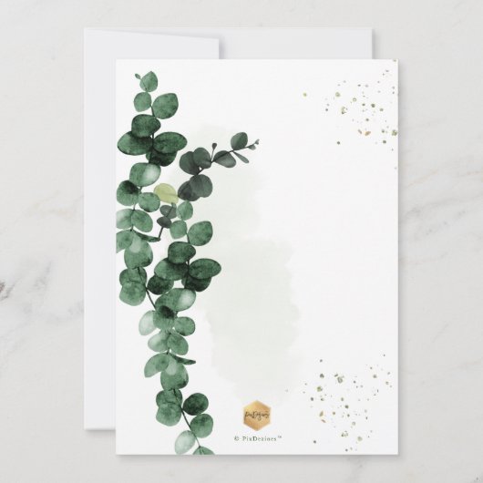 PixDezines H2 Gum Eucalyptus Baptisme Kaart (Achterkant)