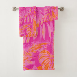 PixDezines H2 Hawaïaanse Jungle Heet Roze Oranje Bad Handdoek