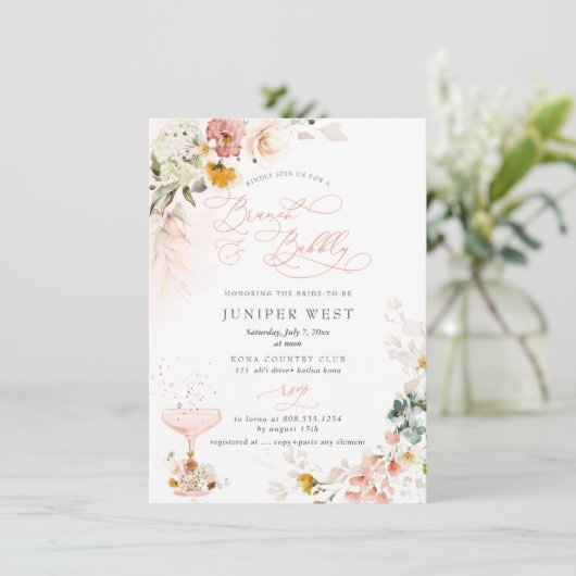 PixDezines H2 Herfst Garden Flowers Brunch Bubble Save The Date (Staand voorkant)