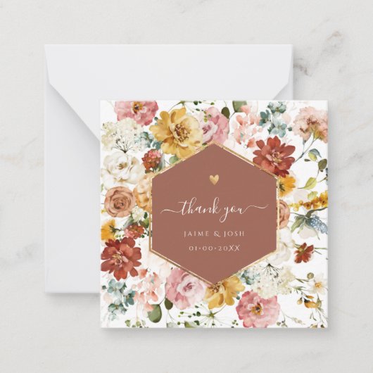 PixDezines H2 Herfst Garden Flowers Dank u Notitiekaartje (Voorkant)