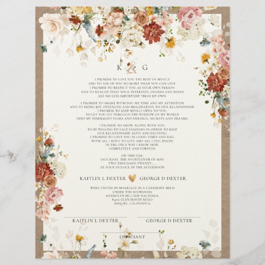 PixDezines H2 Herfst Garden Flowers Marriage Cert Briefhoofd (Voorkant)