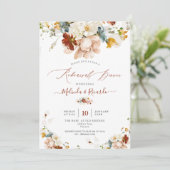 PixDezines H2 Herfst Garden Flowers Rehearsal Dinn Kaart (Staand voorkant)