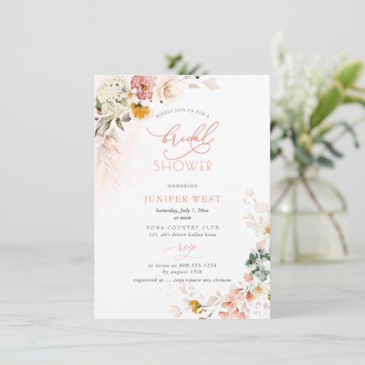 PixDezines H2 Herfst Garden Flowers Vrijgezellenfe Save The Date (Staand voorkant)